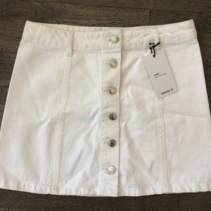 BNWT Forever 21 Button Front White Denim Skirt